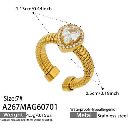 316L Stainless Steel 18K PVD Gold Droplet Zircon Ring made with 316L stainless steel and 18K PVD gold finish for wholesale jewelry buyers - image 6