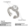 Steel Square 5A Zircon Open Ring (A389) / Ring
